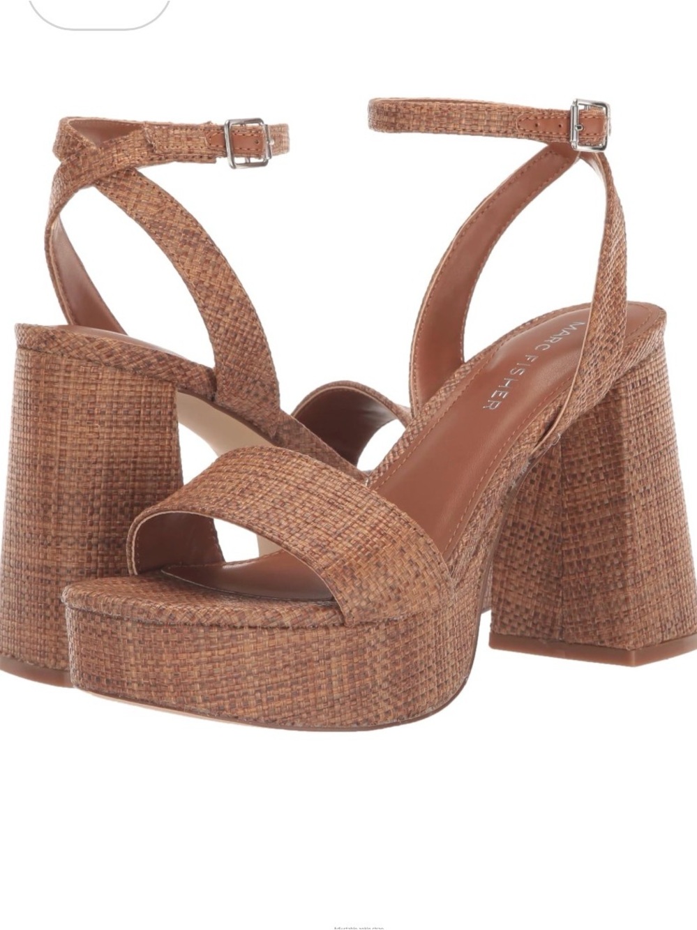 Marc Fisher Sadel Cognac Woven Platform Block-Heel Sandals